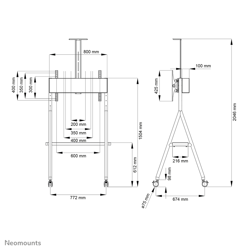 Neomounts NS-M1500WHITE Carello TV 32-65"